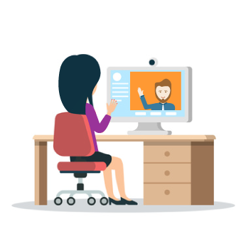 Illustration eines Gespräches am Computer via Skype